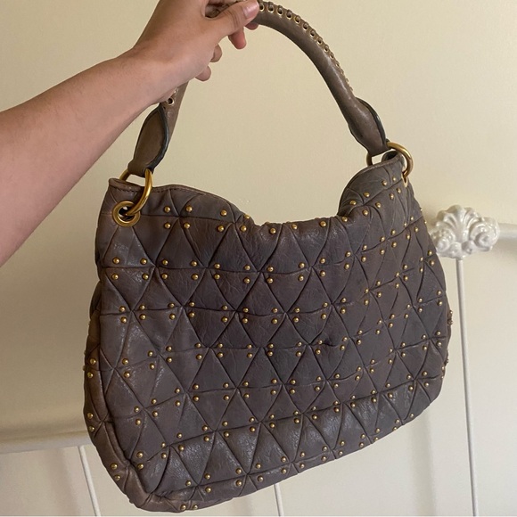 Miu Miu Quilted and Gold Studded Brown Bag - Picture 3 of 8